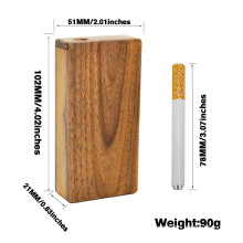 Wholesale Metal One Hitter Pipe Bat Dugout Box With Magnetic Cover Wooden Tobacco Storage Case Box For Herb Pipes custom logo